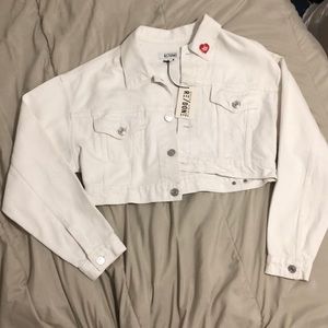 Never worn cropped white jean jacket